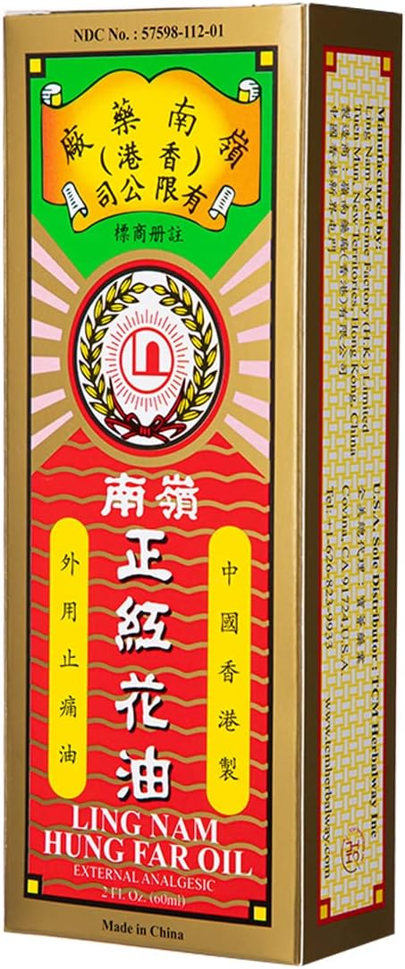 Ling Nam Hung FA Red Flower External Analgesic Oil, Simple Backache Strains Bruises Sprain, Authentic US Import 60ML (3)