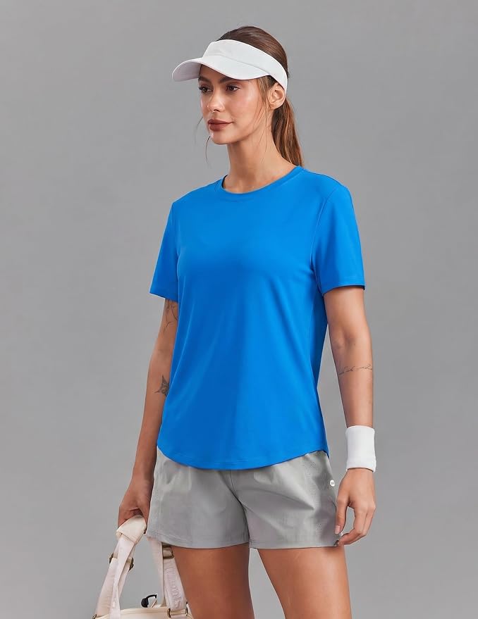 PINSPARK Soft Workout Tops for Women UPF 50+ Sun Protection Shirt Quick Dry Athletic Running Hiking Travel Basic Tee Shirts