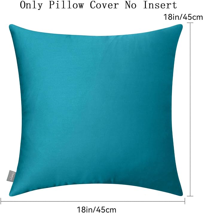 4-Pack 100% Cotton Comfortable Solid Decorative Throw Pillow Case,Thmyo Square Cushion Cover Pillowcase Sublimation Blank Pillow Covers DIY Throw Pillowcase for Sofa(18x18 inch/ 45x45cm,Lake Blue)