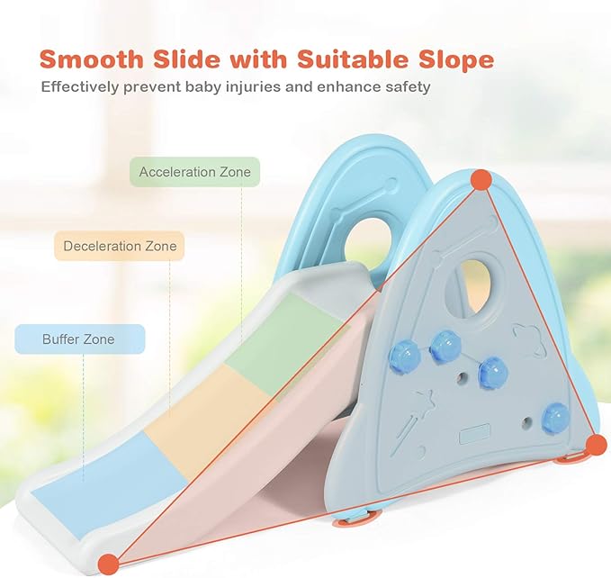 BABY JOY Kids Slide, Freestanding Baby Mini Play Climber Slide Set for Indoor Outdoors Use, Children Toy Playset with Non-Slip Widened Pedals, Suitable for 6 Month - 8 Years Baby Toddler (Blue)