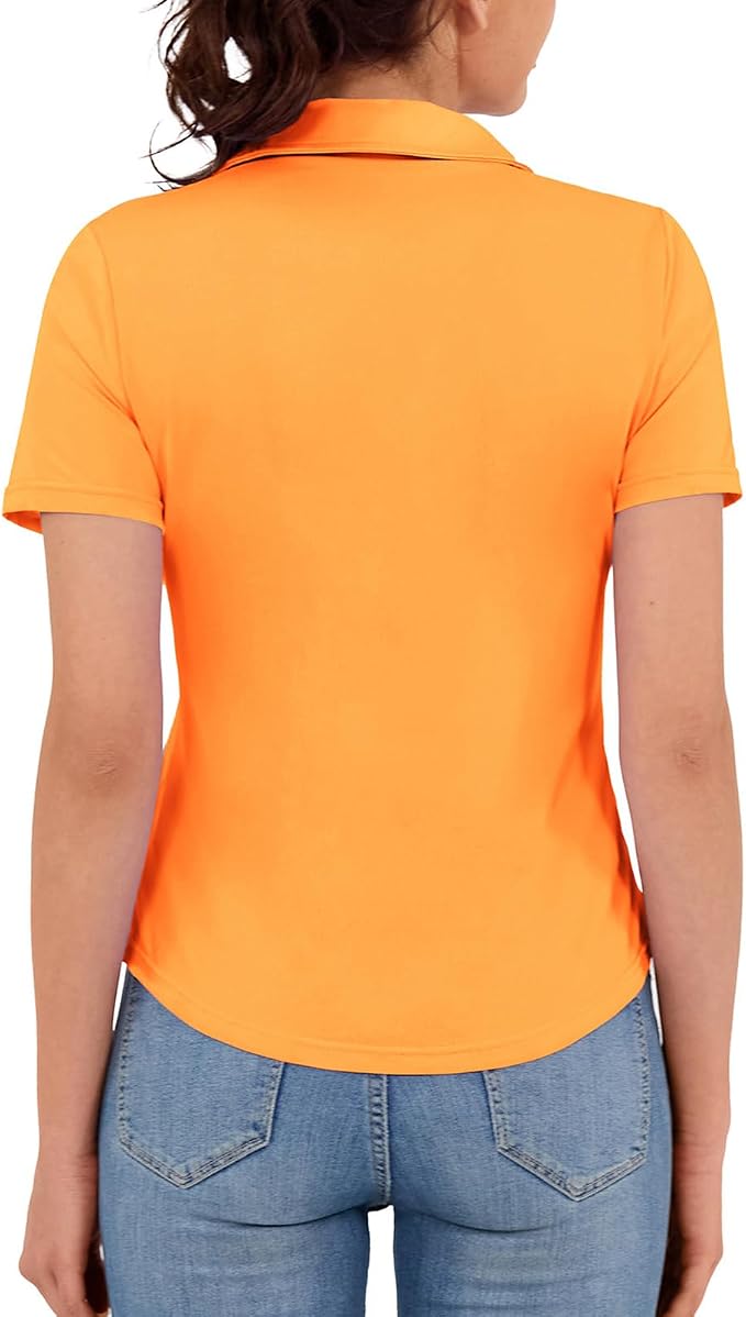JACK SMITH Women's Golf Polo Shirt V Neck Short Sleeve Tennis Shirt Sun Protection Moisture Wicking Athletic Tops