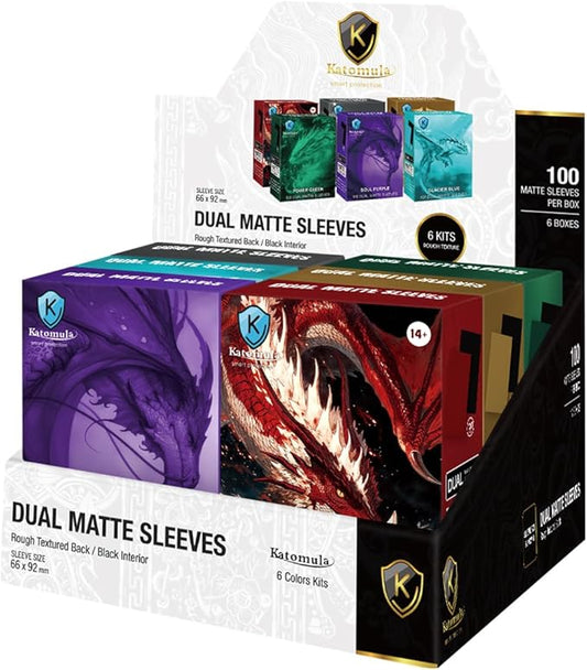 600PCS MTG Card Sleeves, Katomula 6 Colors Dual Matte Card Sleeve with Black Interior & Smooth Shuffle, Standard Size Deck Card Sleeves for MTG, PKM, TCG and Game Cards