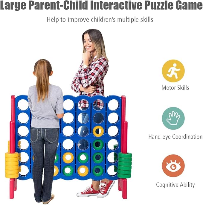 Costzon Giant 4-in-A-Row, Jumbo 4-to-Score Giant Games for Kids & Adults, Indoor Outdoor Party Family Connect Plastic Game, 4 Feet Wide by 3.5 Feet Tall with Carrying Bag