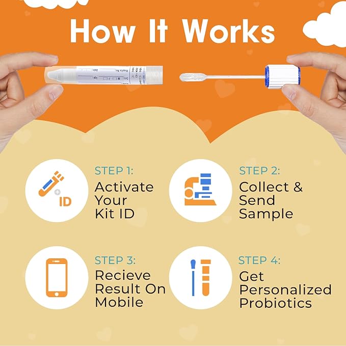 Baby Gut Microbiome Test Kit, at-Home Collection Kit, Health Indicators for Growth & Development & Allergy, Personalized Report & Probiotics Recommendations, from 0 to 60 Months