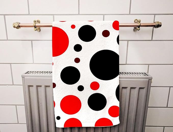 Orange Black Polka Dot Hand Towel Face Towels Suit Travel Sports Pool Swimming Bath Camping Spa Gym Yoga,15x30 Inch