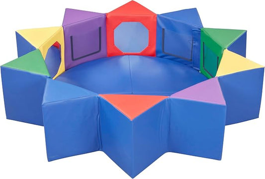 ECR4Kids SoftZone Wall of Mirrors Activity Center and Play Mat, Sensory Toy, Assorted, 3-Piece