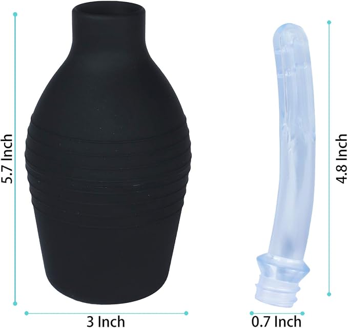 Abyclean Anal Douche Enema Bulb Vaginal Douche Enema Cleaner for Women’s or Man’s Health (310ml Black and Transparent)