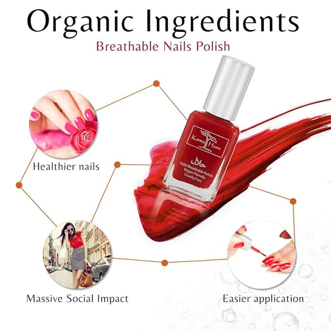Karma Naturals Certified Halal Nail Polish - Breathable & Water Permeable, Wudu Friendly (Aabidah)