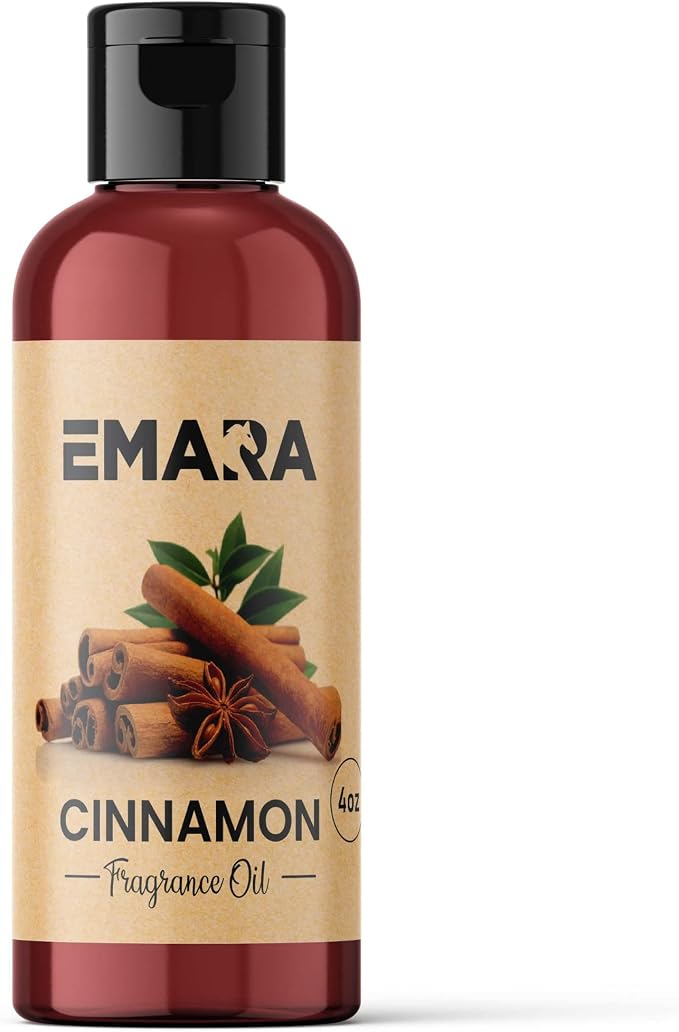 EMARA All Natural Herbal Cinnamon Essential Oil for Diffusers, Skin Care, Aromatherapy Fragrance Oil, Organic Therapeutic Grade 4 fl oz