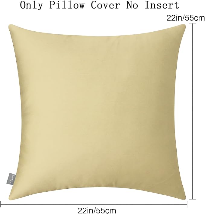 Thmyo 4-Pack 100% Cotton Comfortable Solid Decorative Throw Pillow Case Square Cushion Cover Pillowcase Sublimation Blank Pillow Covers DIY Throw Pillowcase for Sofa Bedroom(22x22 inch/ 55x55cm,Khaki)