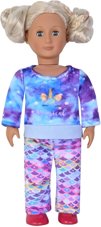 QPANCY Matching Doll & Girls Fleece Pjs Set kids Fall Winter Long Sleeve Sleepwear 2 Piece Pajamas