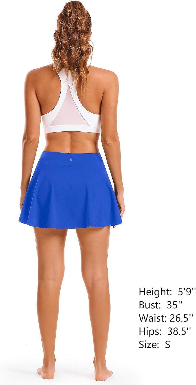 Stelle Women's Tennis Golf Skirts High Waisted with Pockets Inner Shorts for Athletic Skorts Sports Running Pickleball