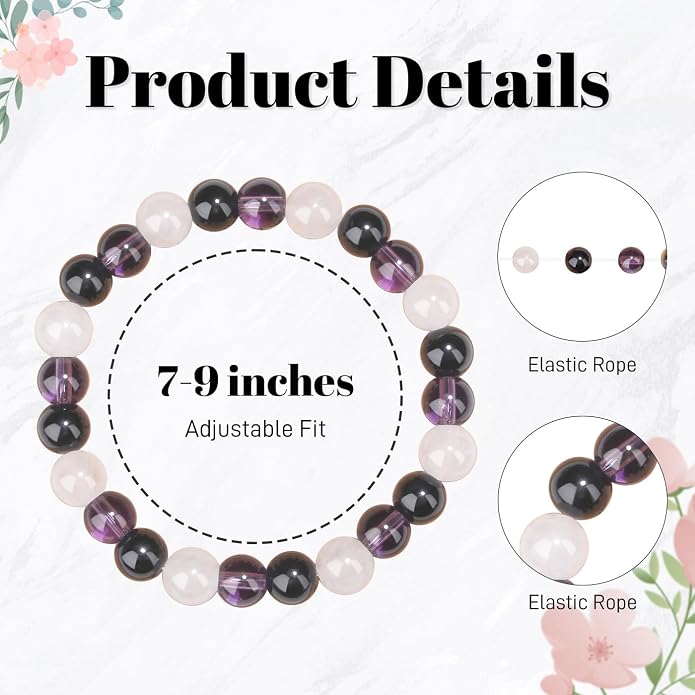 MAIBAOTA Healing Crystal Bracelet for Women Empath Protection & Safe Travel & Anxiety Relief Bracelet - New Beginnings Lucky Charms for Travel/New Job/Next Chapter