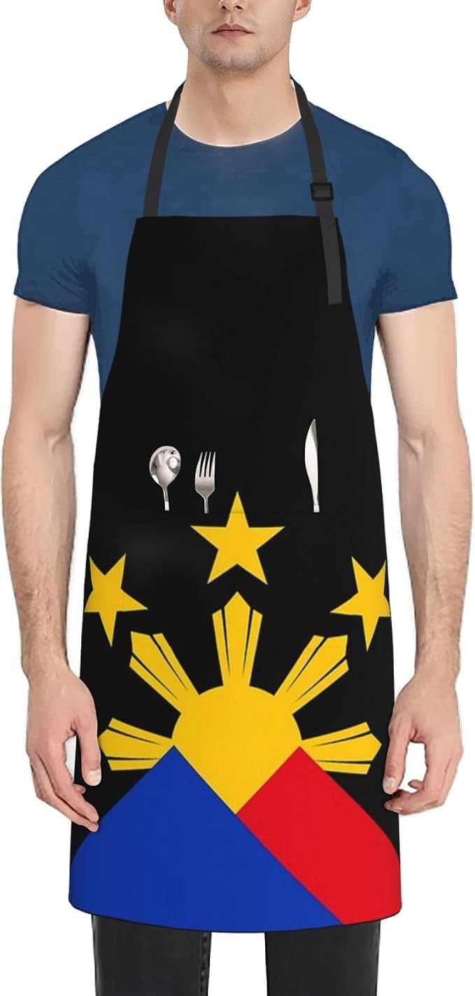 Cute Flag Kitchen Cooking Aprons for Women Men Adjustable Patriotic Flag Apron with 2 Pockets for Home Kitchen Garden