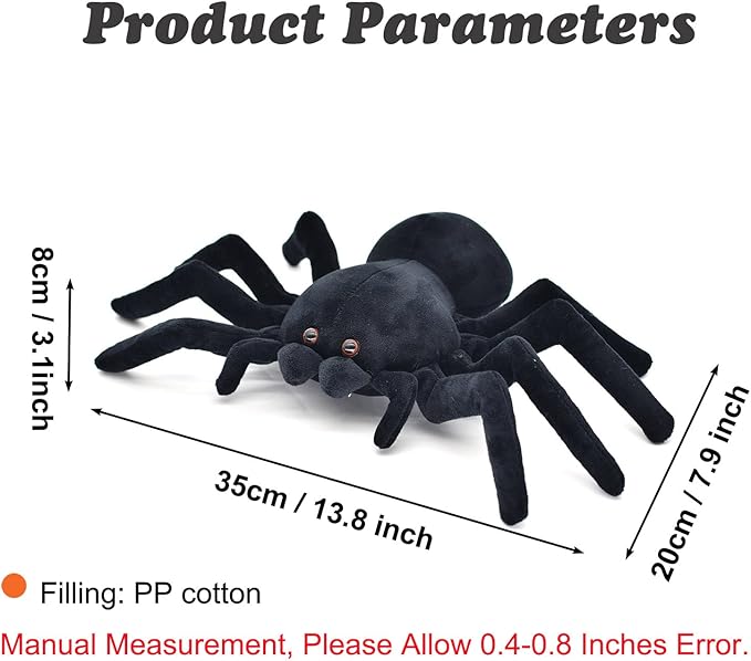 HWD Soft Spider Doll, Cute Stuffed Animals Dolls Plush Pranks Stuff Toys, Gifts for Kids, Toddler, Birthday, Halloween, Christmas (Small:7.8in x 11.8in)