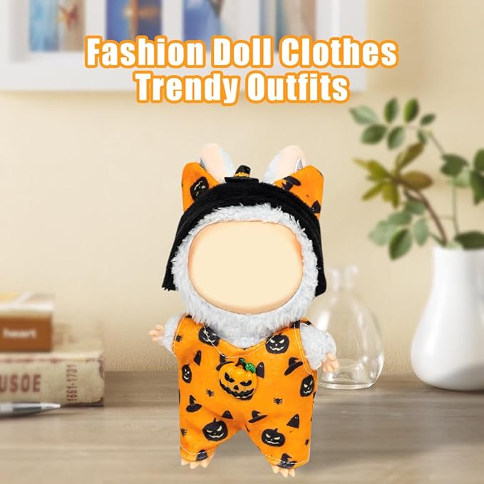 Clothes for 17cm Dolls(NO Doll) Outfit with Accessories Suit Cute Stylish Dress Up Set Pumpkin Halloween