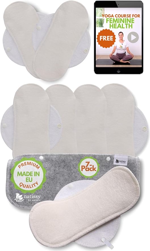 Made in EU - Ultra-Thin Reusable Panty Liners (Medium, 7-Pack) – High-Temp Washable Cloth Panty Liners for Women – Durable & Breathable Organic Cotton Keeps You Fresh & Dry for Daily Vaginal Discharge