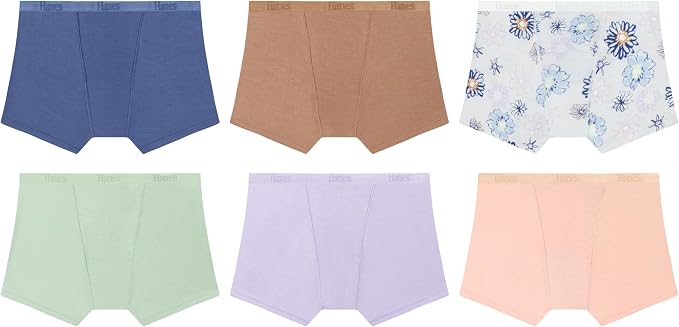 Hanes Girls' Period Underwear Boxer Briefs, Comfort Period Boxer Brief Panties for Girls, Moderate Protection