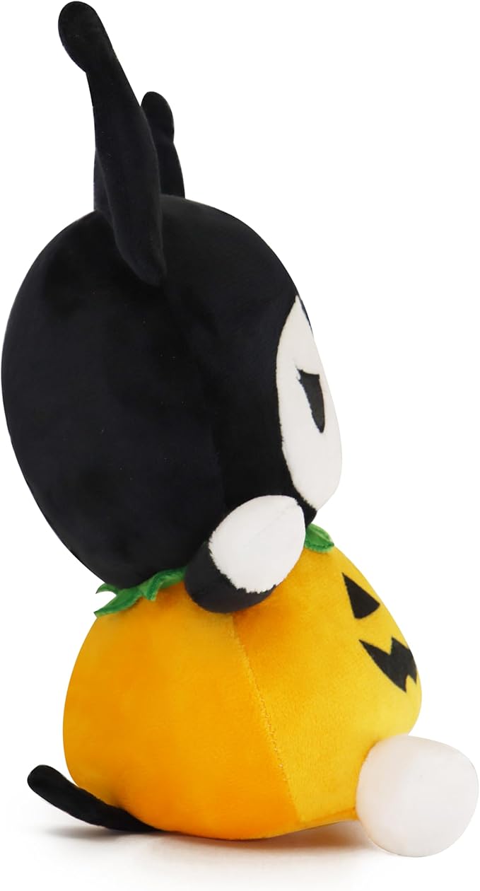 7-Inch Halloween Pumpkin Cat Plush, Soft and Cute Kitty Stuffed Animal, Adorable Halloween Decoration and Gift (Black)