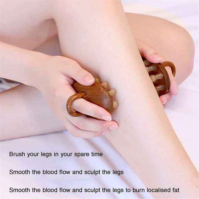 Multifunctional Wood Therapy Massage Tools Meridian Pressure Brush & Cellulite Brush for Scalp Stimulation Body Shaping & Muscle Recovery(28 Nails)