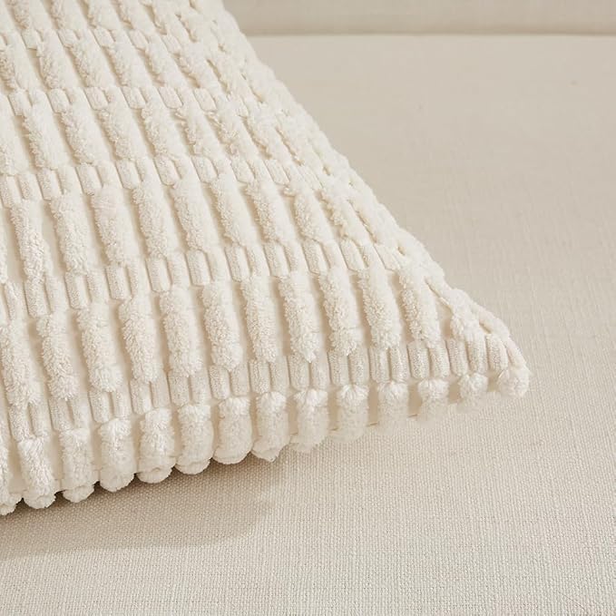 Fancy Homi 4 Packs Decorative Throw Pillow Covers for Living Room Couch Bed, Modern Farmhouse Boho Home Décor Accent Cushion Case, 24" x 16", Cream
