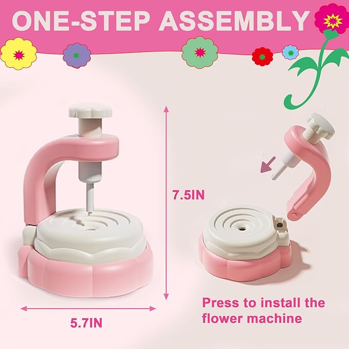 BEFANTST DIY Fabric Flower Craft Kit, Arts and Crafts for Kids 4-6, No Glue Required Educational Creative Handmade Flower Making Kit Toys for Girls Birthdays Gift Christmas Gift