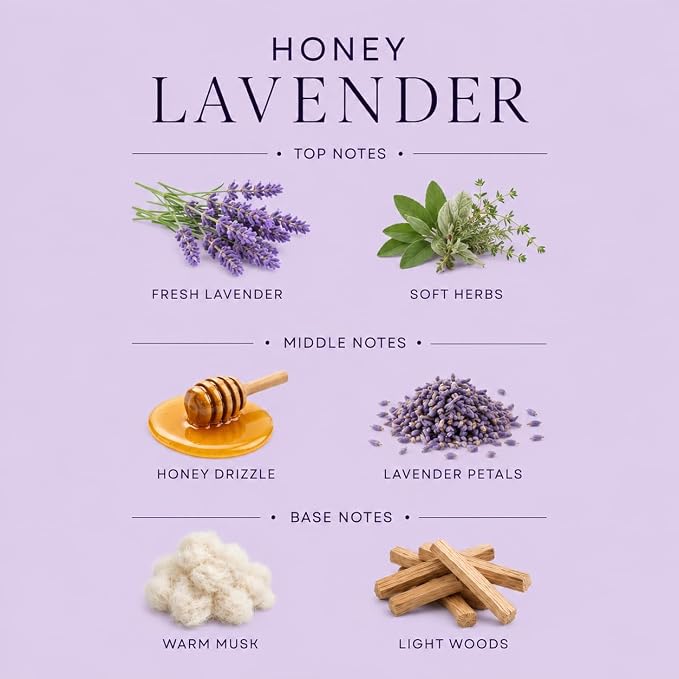 Honey Lavender Affinati 10 oz Scented Candle for Home – Long Lasting Fruity Soy Blend Candle with Wooden Wick, Strong Scent Throw Glass Jar Candles, Premium Clean Burning Aromatherapy Gifts