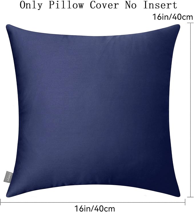 Thmyo 4-Pack 100% Cotton Comfortable Solid Decorative Throw Pillow Case, Square Cushion Cover Pillowcase Sublimation Blank Pillow Covers DIY Throw Pillowcase for Couch(16x16inch/40x40cm,Dark Blue)
