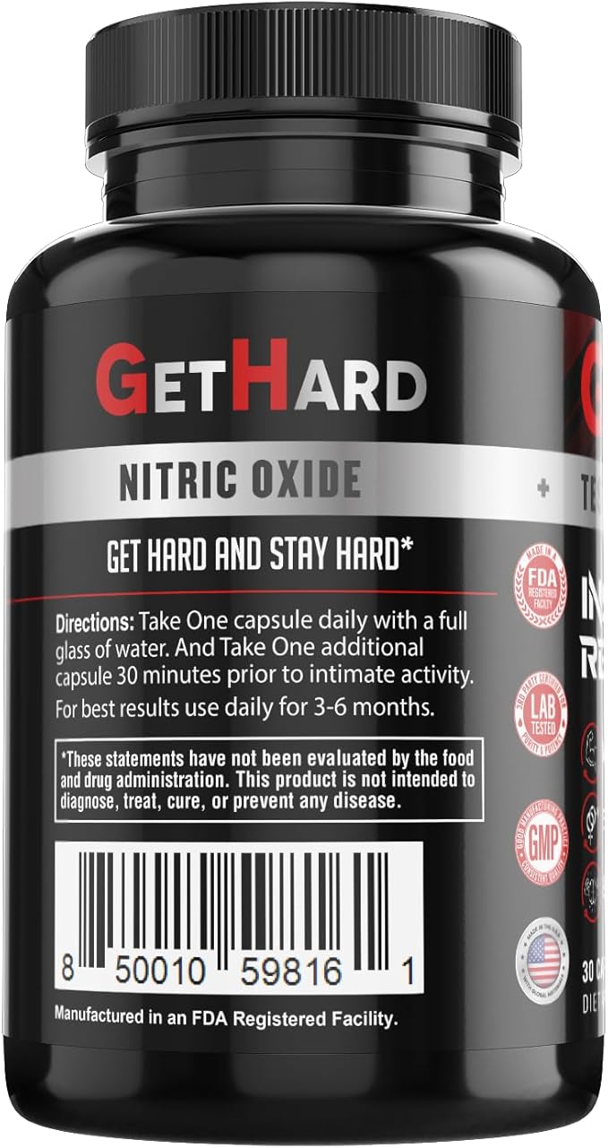 GETHARD™ Male Performance + MULTIVITAMIN – Increase Size, Strength, Stamina | Nitric Oxide & Testosterone Enhancer w/Ginseng & MacaRoot +19 Fast Acting Natural Ingredients