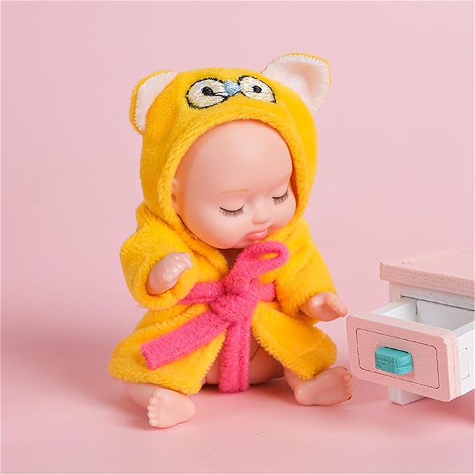 6 Pcs 4.3 Inch Mini Baby Dolls Set with Cute Small Baby Doll Clothes, Child-Safe Role Play Toys for Toddlers Girls Boys Kids 3+ Christmas Birthday Gift Sets