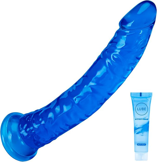 9.8 Inch Big Realistic Blue Dildo for Women Soft Anal Dildo Adult Sex Toys Suction Cup Dildos for Hands-Free Play Suitable for Women/Men/Gay/Couples