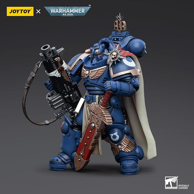 JoyToy Warhammer 40K Ultramarines Captain with Master-Crafted Heavy Bolt Rifle 1:18 Scale Action Figure Mecha Joy Toy Collection Model 4.92in