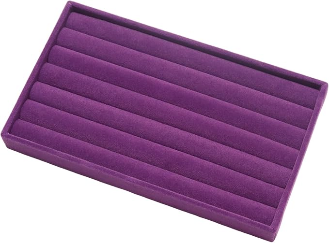 Velvet Jewelry Trays for Drawers, Purple Stackable, 8 Rolls | Stackable Jewelry Drawer Organizer Inserts, Ring Earring Necklace Bracelet Holder Organizer Storage Display Tray