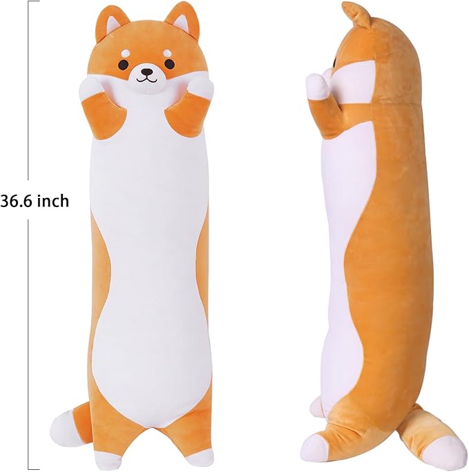 36 Inch Shiba Inu Dog Stuffed Animal, Big Akita Dog Plush Toy, Long Corgi Body Pillow for Bed Decor, Cute Plushies Birthday Gift for Thanksgiving, Birthday, Christmas
