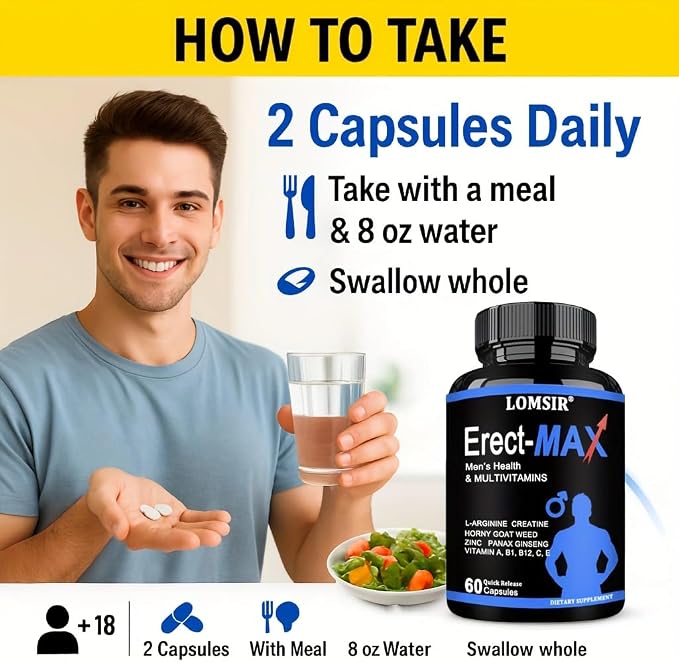 Testosterone + MULTIVITAMIN – Nitric Oxide Supplement with Horny Goat Weed & Maca Root - Energy Support - 60 Capsules