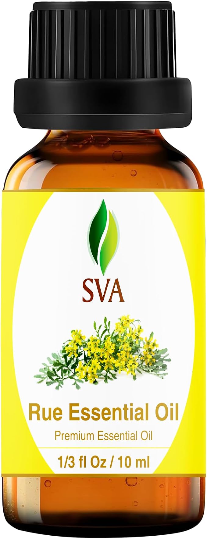 SVA Rue Essential Oil 1/3 Fl Oz – for Diffuser, Skin & Hair Care – Ideal for Massage & DIY Blends - with Dropper