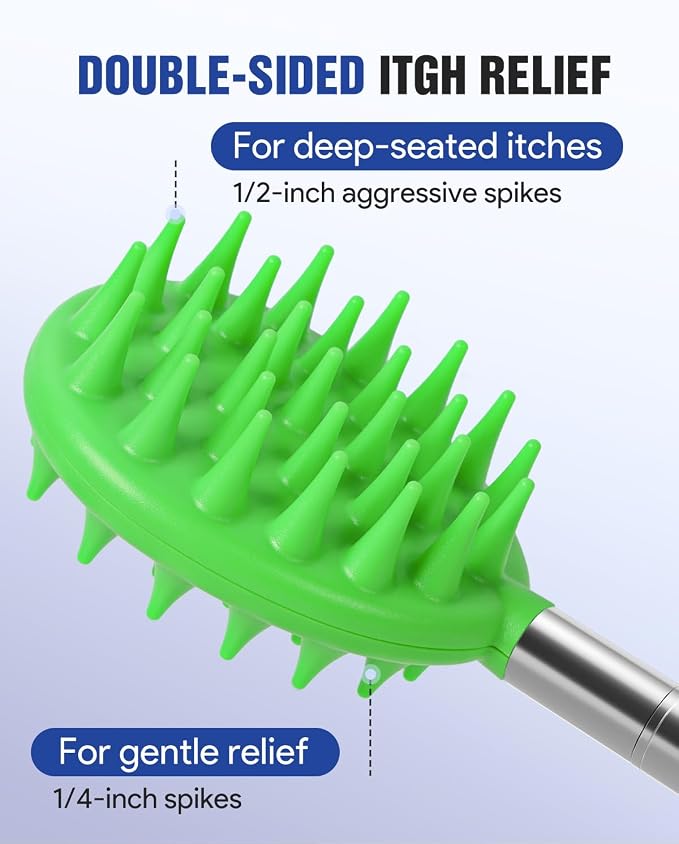 Gelibo Telescoping Back Scratcher with 5Pcs Detachable Heads, Extendable Back Massager Tool, Fathers Day Dad Gifts from Wife Daughter Son, Mens Gifts, Husband with Beautiful Box - Green