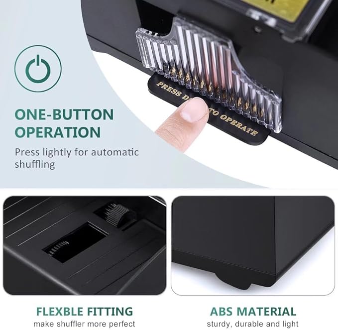 Automatic Card Shuffler 2 Deck, Battery Operated Card Dealer Machine, Electric Casino Card Shuffler for UNO, Blackjack, Texas Hold'em, Home Card Games