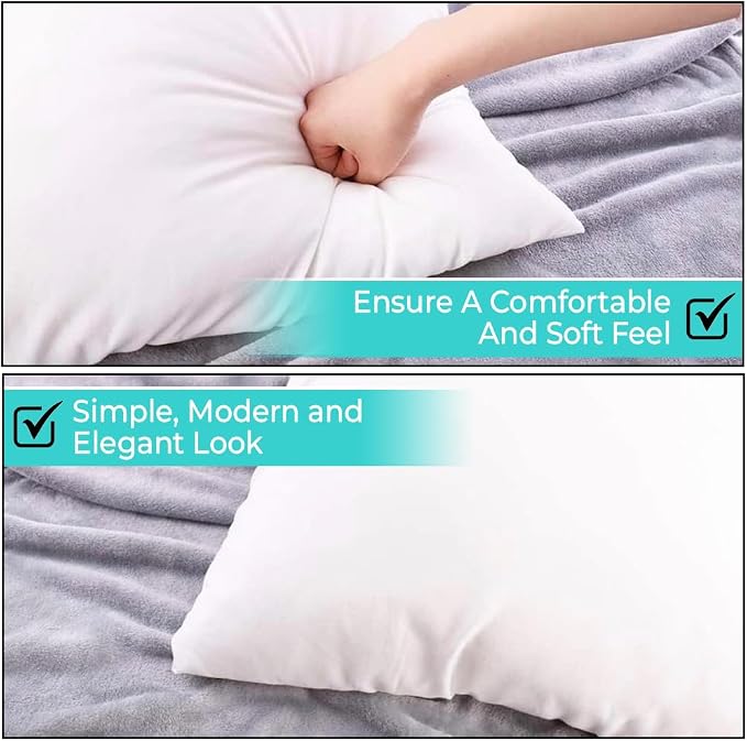 QUBA LINEN 12 x 20 Throw Pillow Insert - Pack of 2 White, Down Alternative Pillow Inserts for Decorative Pillow Covers, Throw Pillows for Bed, Couch Pillows for Living Room (12x20 Inch (Pack of 2))