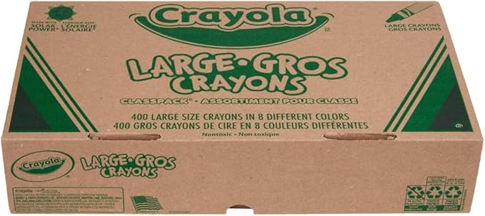 Crayola Crayon Classpack - 400ct (8 Colors), Large Crayons for Kids & Toddlers, Bulk School Supplies, Teacher Classroom Must Have for Preschool & Kindergarten