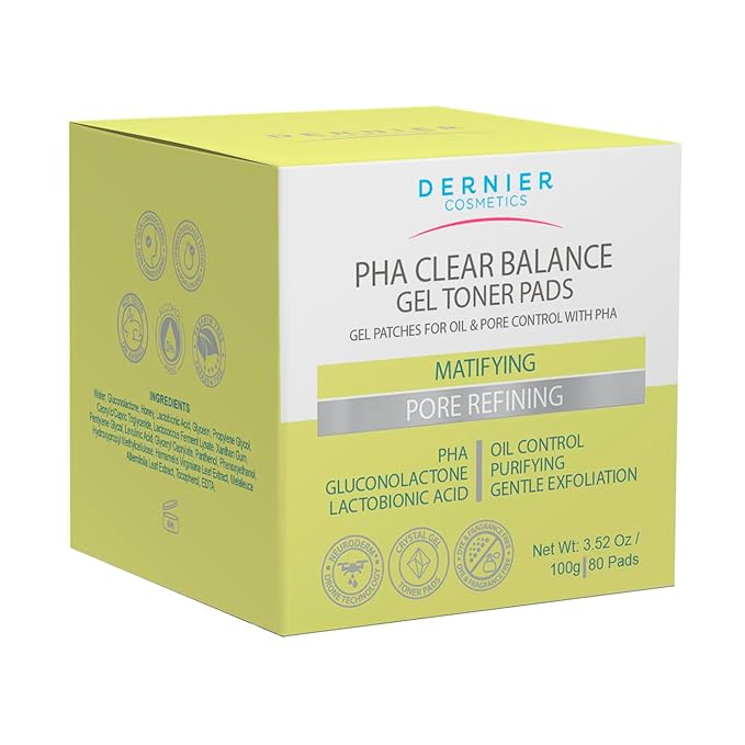 Dernier Beauty Exfoliating Face Pads – PHA & Gluconolactone Face Scrub with Astringent Action – Oil Control Pore Minimizer – Gentle Daily Exfoliation for Smooth Radiance | 100g - 80 Pads