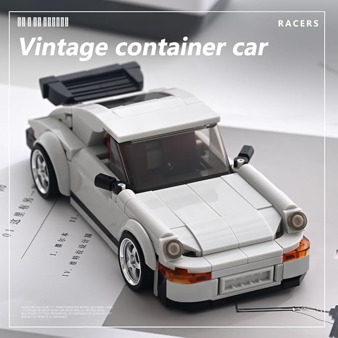 PB8816 1:32 Turbo Sports Car Buliding Blocks Set, 343 Pieces MOC Super Racing Model Kit with Display Container, Clamping Blocks Toy Gift for Adults