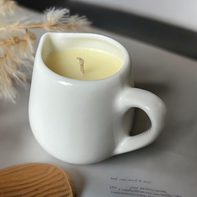 Massage Candle Eucalyptus Lemon & Clove – Warm Body Oil Candle with Natural Butters – Sensory Self-Care & Skin Moisturizing – 2.6 Oz White Carafe with Handle – Second Life The Rub Down