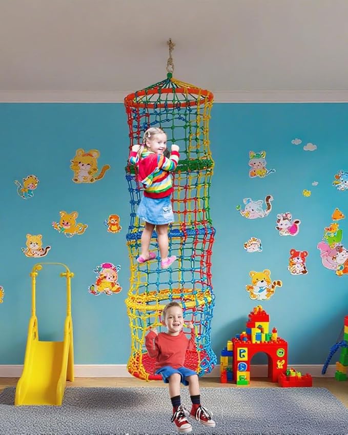 Saucer Tree Swing for Kids Climbing Rope Ladder for Children Rock Climbing Holds Suspension Indoor and Outdoor Balance Coordination Training Equipmen(3 Tier)