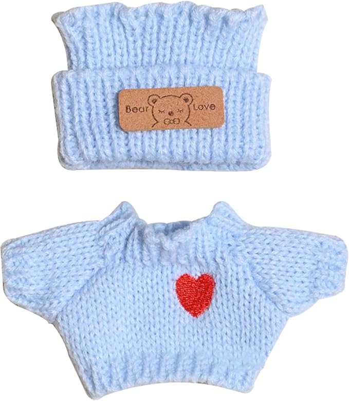 Clothes Set(Sweater) for Dolls(15cm & 17cm Macaron/Have a seat/Energy). Clothing Accessories for 6.7" Blind Box, Outfits for Dolls.(Blue Sweater)