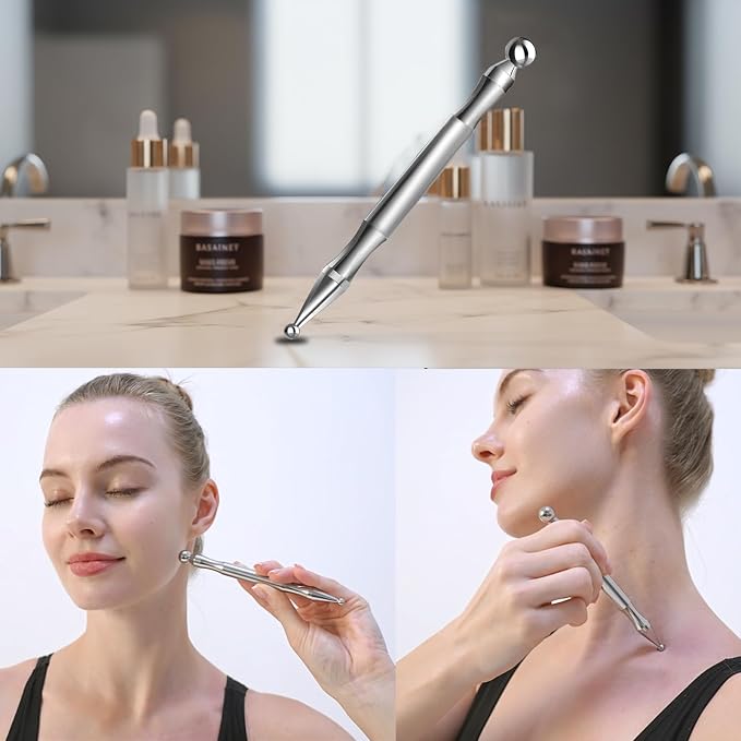 BYYDDIY Stainless Steel Dual Head Facial Reflexology Tools,Body Point Probe Pen &Trigger Point Massager Tool for Deep Tissue (P-L)