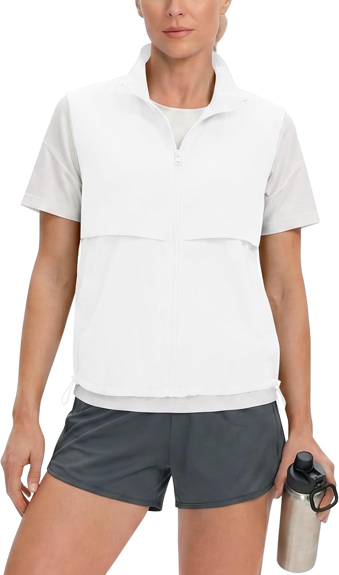 Women's Lightweight Running Vest Stand Collar Zip Up Summer Waistcoat Sleeveless Jacket for Golf Hiking Travel