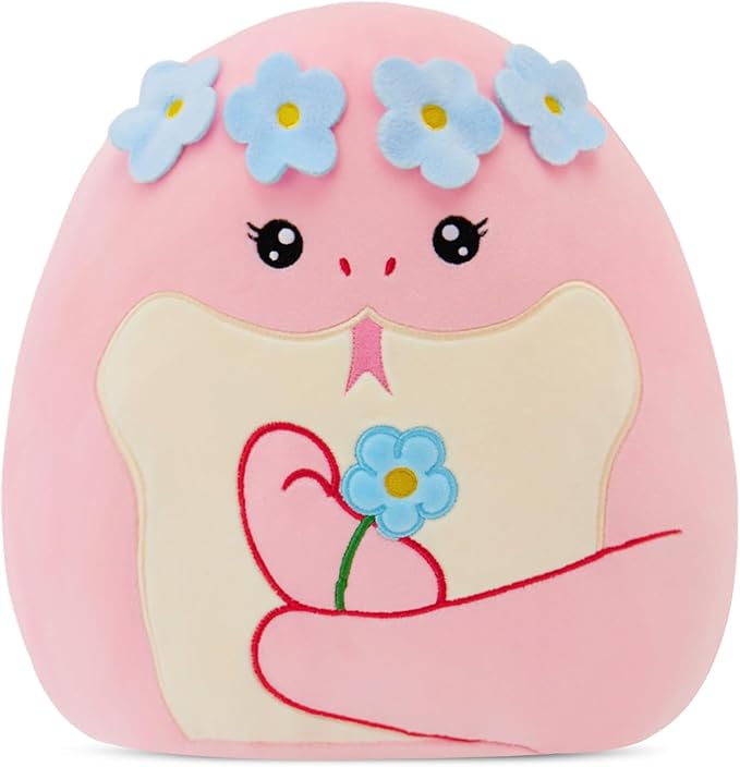 SpecialYou Flower Crown Pink Snake Plush Pillow - Soft Snake Stuffed Animal Pillow Plushie Toy Birthday Gift for Kids, Boys & Girls 14inch