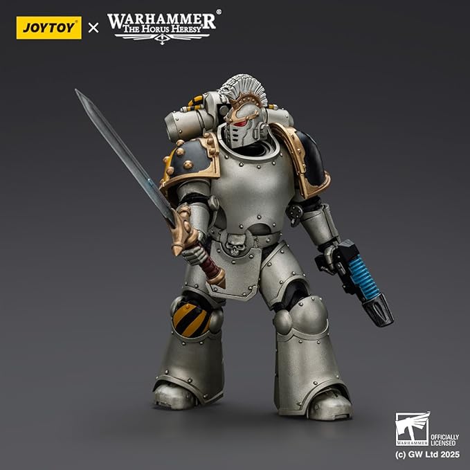 JOYTOY 1/18 Action Figures - Warhammer The Horus Heresy Iron Warriors Command Squad Chosen with Legion Standard - 5‘’,Highly Posable Collectible Model Ages 15+