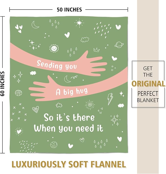 Get Well Gifts for Women Men, Hug/Healing Blanket | Thinking of You/Cancer Care/Sympathy/After Surgery Gifts for Friends, Sister, Coworkers, Soft Throw Blankets 50'' x 60''